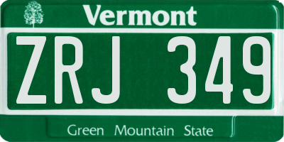 VT license plate ZRJ349