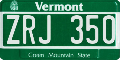 VT license plate ZRJ350