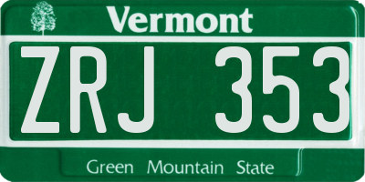 VT license plate ZRJ353
