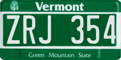 VT license plate ZRJ354