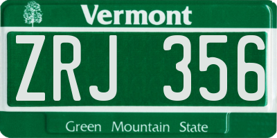 VT license plate ZRJ356