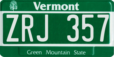 VT license plate ZRJ357
