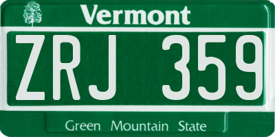 VT license plate ZRJ359