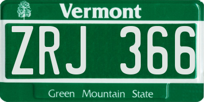 VT license plate ZRJ366