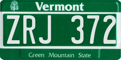 VT license plate ZRJ372