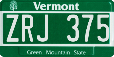 VT license plate ZRJ375