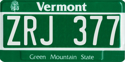 VT license plate ZRJ377