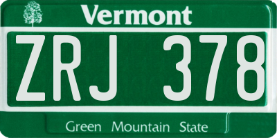 VT license plate ZRJ378