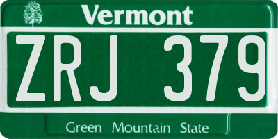 VT license plate ZRJ379