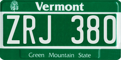 VT license plate ZRJ380