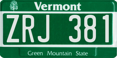 VT license plate ZRJ381