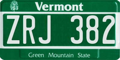 VT license plate ZRJ382