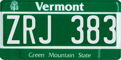 VT license plate ZRJ383