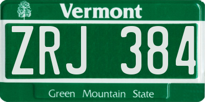 VT license plate ZRJ384