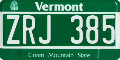 VT license plate ZRJ385