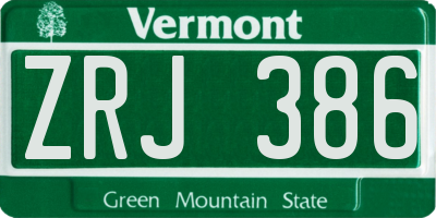 VT license plate ZRJ386
