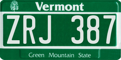 VT license plate ZRJ387