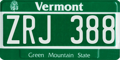 VT license plate ZRJ388