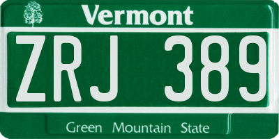 VT license plate ZRJ389