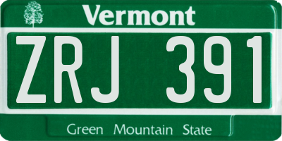 VT license plate ZRJ391