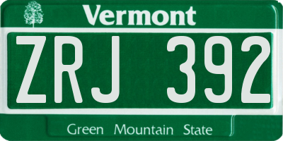 VT license plate ZRJ392