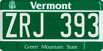 VT license plate ZRJ393