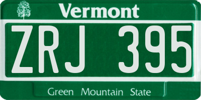 VT license plate ZRJ395