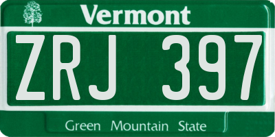 VT license plate ZRJ397