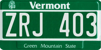 VT license plate ZRJ403