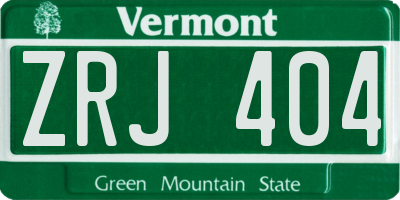 VT license plate ZRJ404