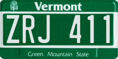 VT license plate ZRJ411
