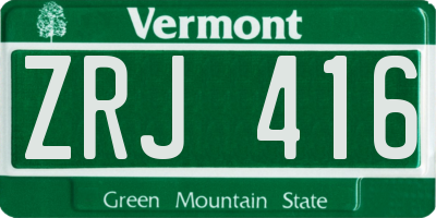 VT license plate ZRJ416