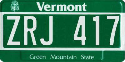 VT license plate ZRJ417