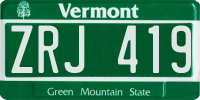 VT license plate ZRJ419