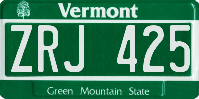 VT license plate ZRJ425