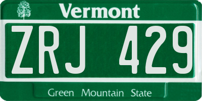 VT license plate ZRJ429