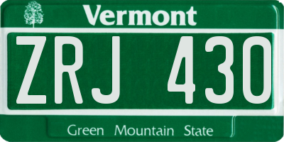 VT license plate ZRJ430