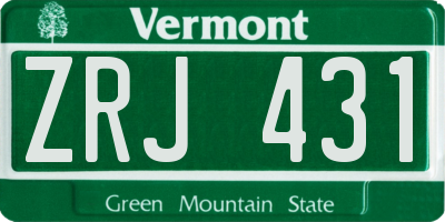 VT license plate ZRJ431