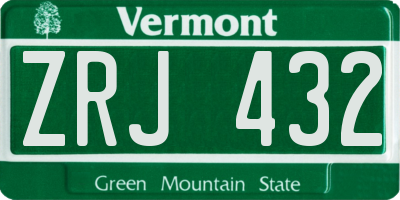VT license plate ZRJ432