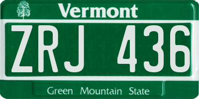 VT license plate ZRJ436