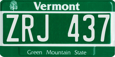 VT license plate ZRJ437