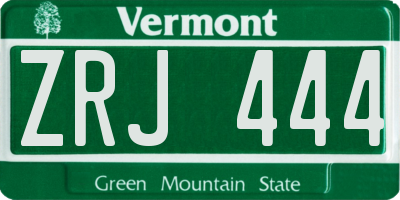VT license plate ZRJ444