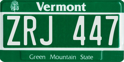 VT license plate ZRJ447