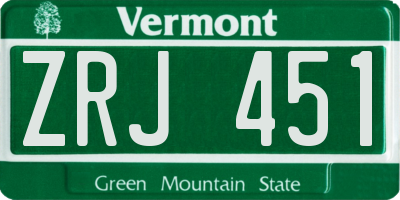 VT license plate ZRJ451
