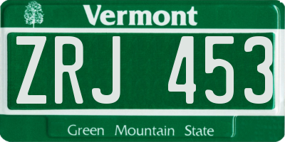 VT license plate ZRJ453