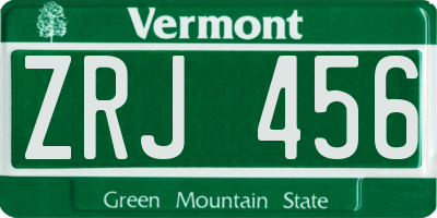 VT license plate ZRJ456
