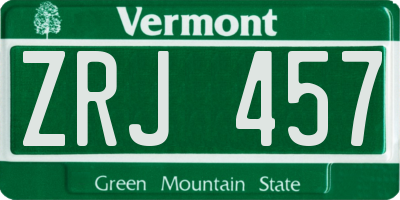 VT license plate ZRJ457