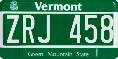 VT license plate ZRJ458