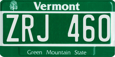 VT license plate ZRJ460