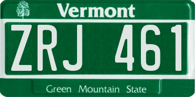 VT license plate ZRJ461